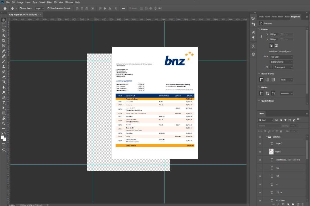 Modèle Word et PDF de relevé de compte de l'organisation BNZ Bank template Modèle Word et PDF de relevé de compte de l'organisation BNZ Bank template